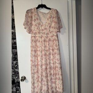 Baltic Born Floral Cream and Pink Midi Dress